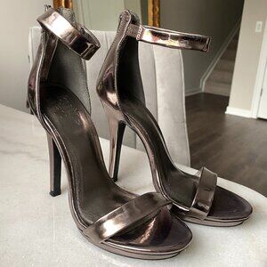 Gunmetal ankle strap heel